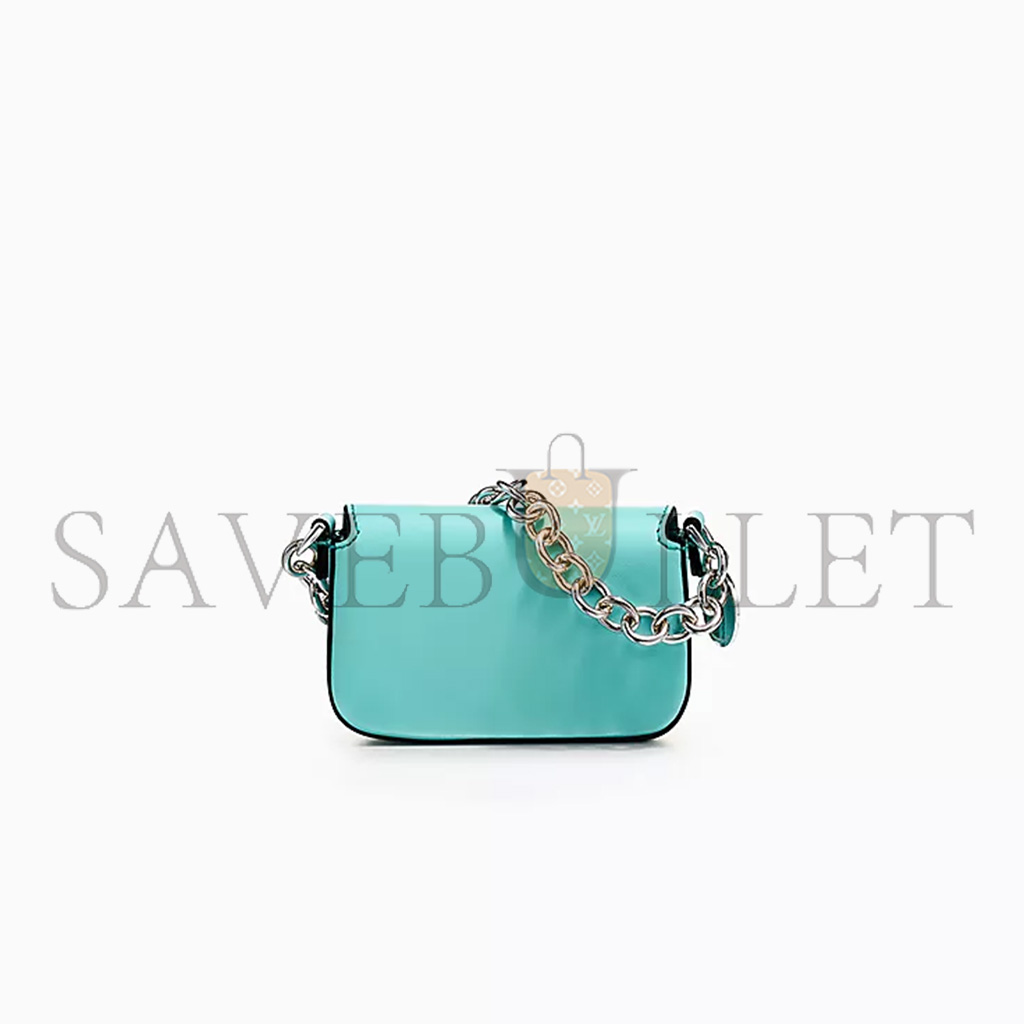 FENDI X TIFFANY NANO BAGUETTE IN TIFFANY BLUE® LEATHER WITH STERLING SILVER (11*7*2cm)